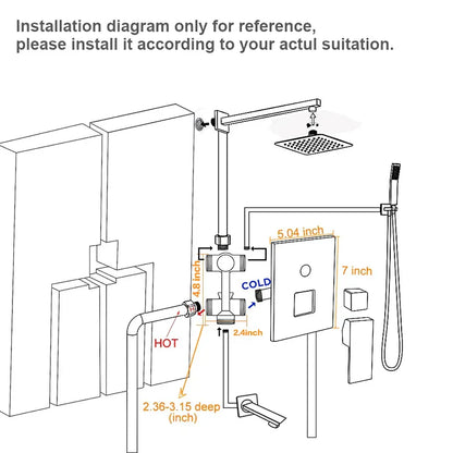 DecorBites™ Golden Rainfall Shower Faucet Set with Single Handle Brass Bath Mixers