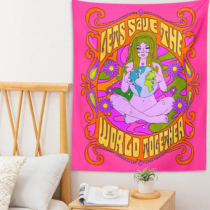 Decobites Rainbow 80s Tapestry: Psychedelic Hippie Decor for Girls' Dorm Room