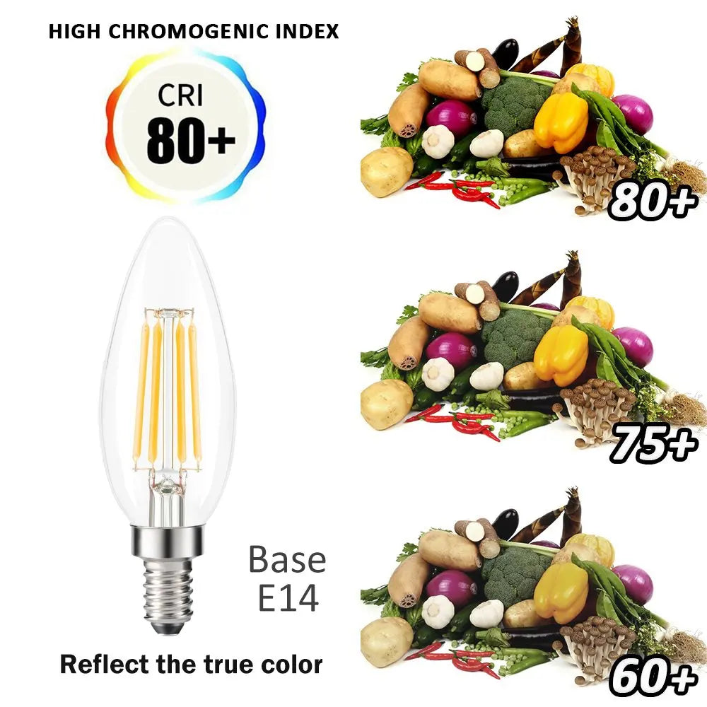 Decorbites™ dimmbare Vintage-LED-Kerzenlampe 4W Warmweiß 2700K für Kronleuchter und Nachttisch 12 Stk.