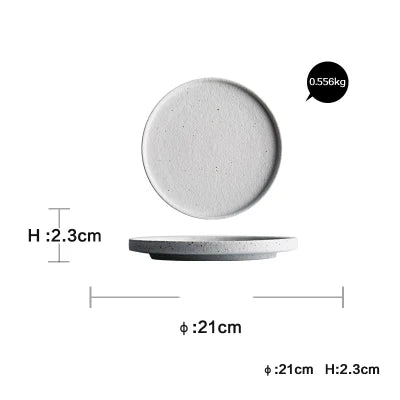 DecorBites™ Ceramic Dinner Plate Set - Round Western Meal Plate, Steak Dish, Rice Bowl