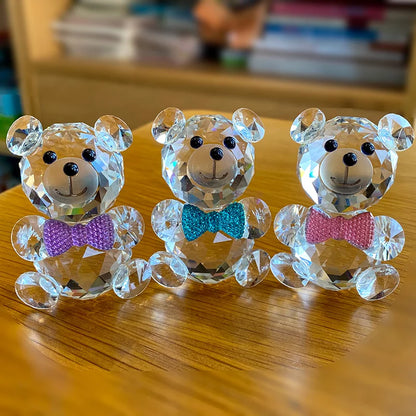 DecorBites™ Clear Crystal Teddy Bear Figurines - Glass Animal Paperweight & Home Decor