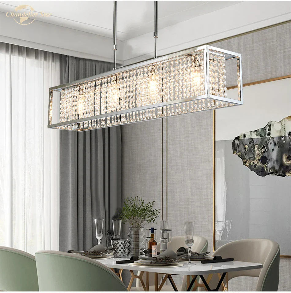 DecorBites™ Crystal Rectangle Luxury Chandelier for Elegant Home Décor