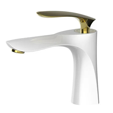 Decorbites™ Grifo de Lavabo Dorado con Asa Única Mezclador de Agua Caliente y Fría Montaje en Cubierta