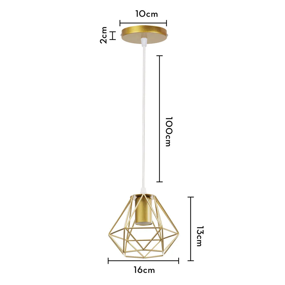 DecorBites™ Industrial Iron Cage Pyramid Pendant Lamp for Kitchen Bedroom Living Room