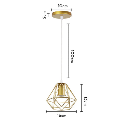 DecorBites™ Industrial Iron Cage Pyramid Pendant Lamp for Kitchen Bedroom Living Room
