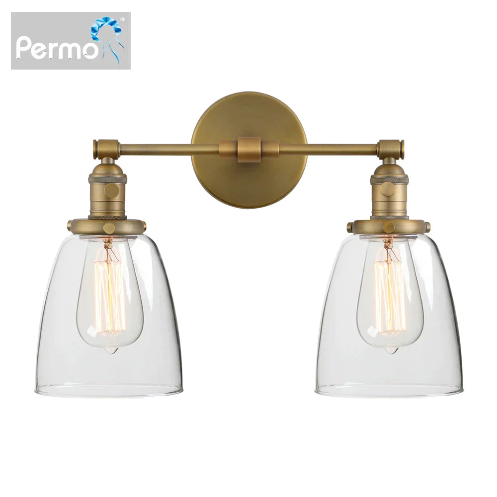 Aplique de pared vintage DecorBites™ de 2 luces con florón de cristal transparente