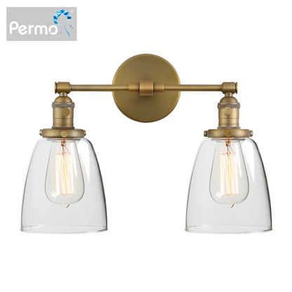 Aplique de pared vintage DecorBites™ de 2 luces con florón de cristal transparente