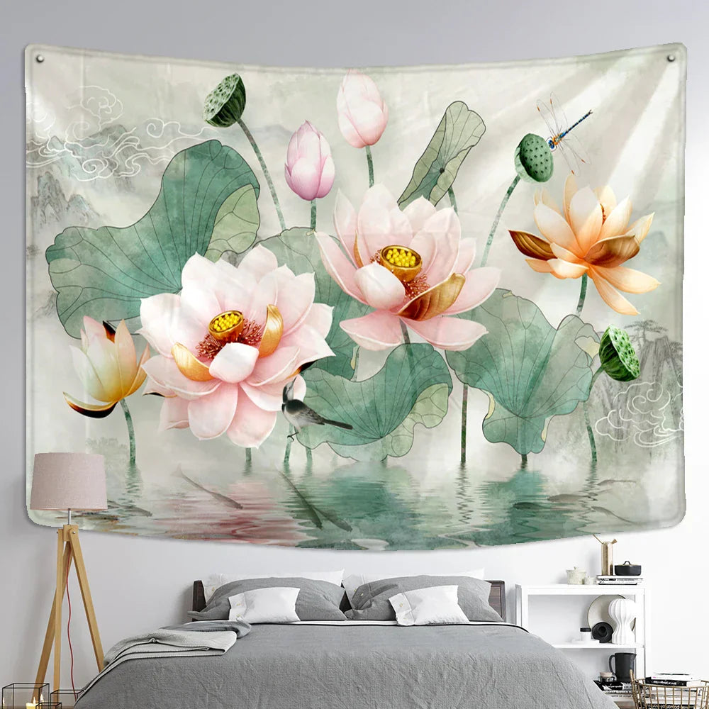 Lotus Leaf Wall Hanging Tapestry by Decobites - Bohemian Hippie Table Mat & Home Decor