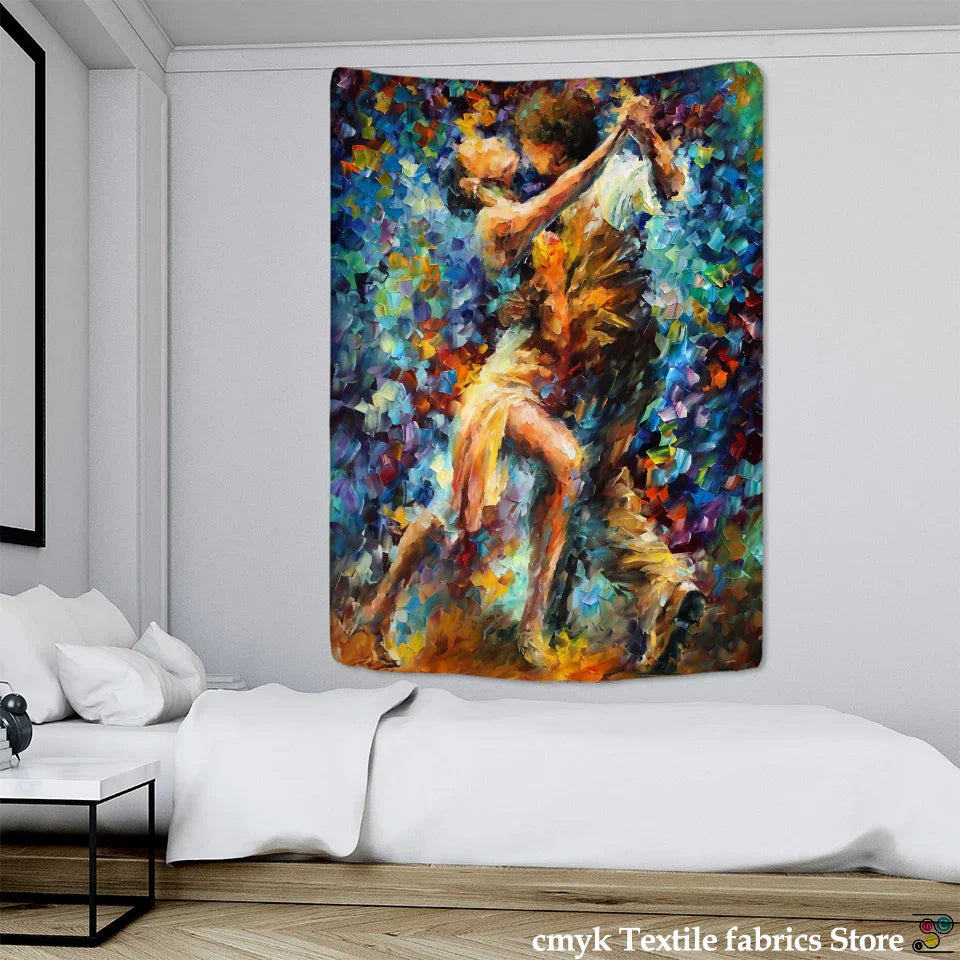 Decobites Psychedelic Witchcraft Oil Painting Tapestry for Bohemian Home Decor