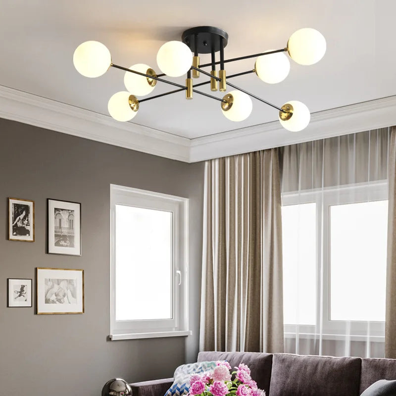 Nordic bubble ball chandelier E27 LED retro light For Bedroom Living Room Study Home Lamps Indoor Gold black chandelier