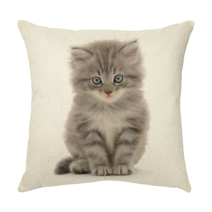 DecorBites™ Cute Cat Face Decorative Cushion Cover Soft Linen Pillow for Home Sofa