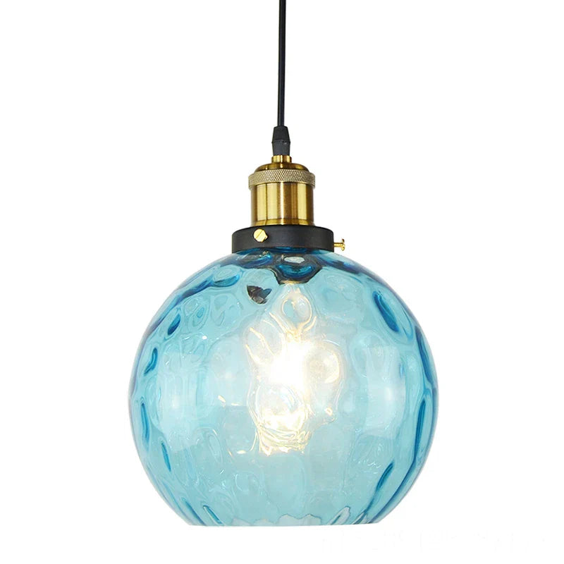 DecorBites™ Blue Glass Ball LED Pendant Lights for Modern Living Room and Kitchen Decor