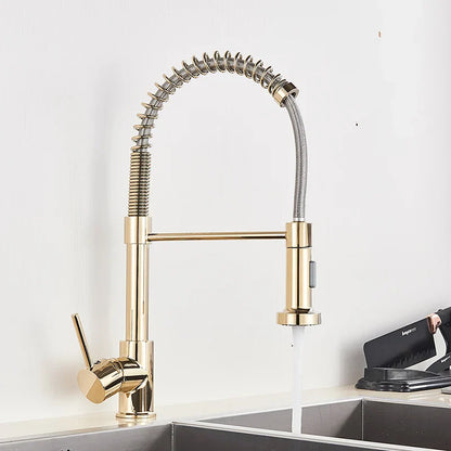 Grifo de cocina extraíble DecorBites™ de níquel cepillado - Mezclador de agua fría y caliente con rotación de 360°