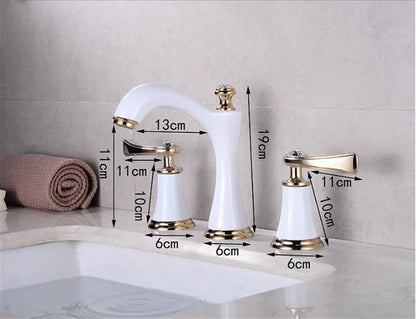 DecorBites™ Black & Gold Brass Bathroom Sink Faucets Double Handle Waterfall Faucet