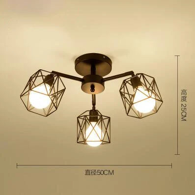 ثريا DecorBites™ ذات القفص الحديدي الأسود: مصباح سقف عصري بتصميم عنكبوت قابل للتعديل