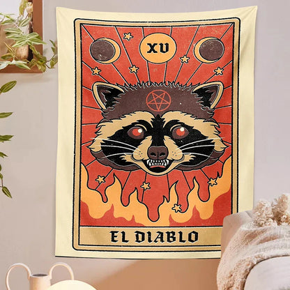 Decobites Tarot Cat Witchcraft Tapestry | Occult Home Wall Decor Mystic Coven Art