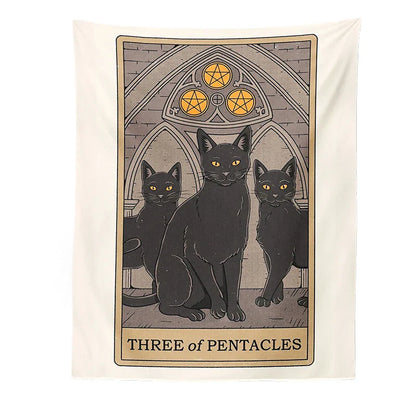 Decobites Cat Divination Tarot Card Tapestry Moon Phase Wall Hanging Décor