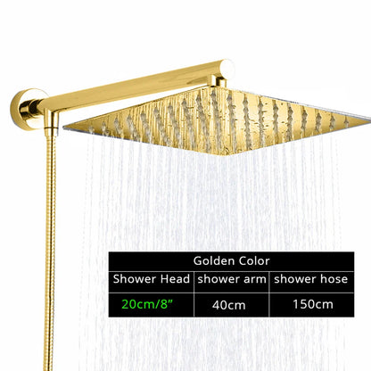 DecorBites™ Bright Chrome 8" Shower Head with 15" Arm and 59" Hose - Wall Mounted Rainfall