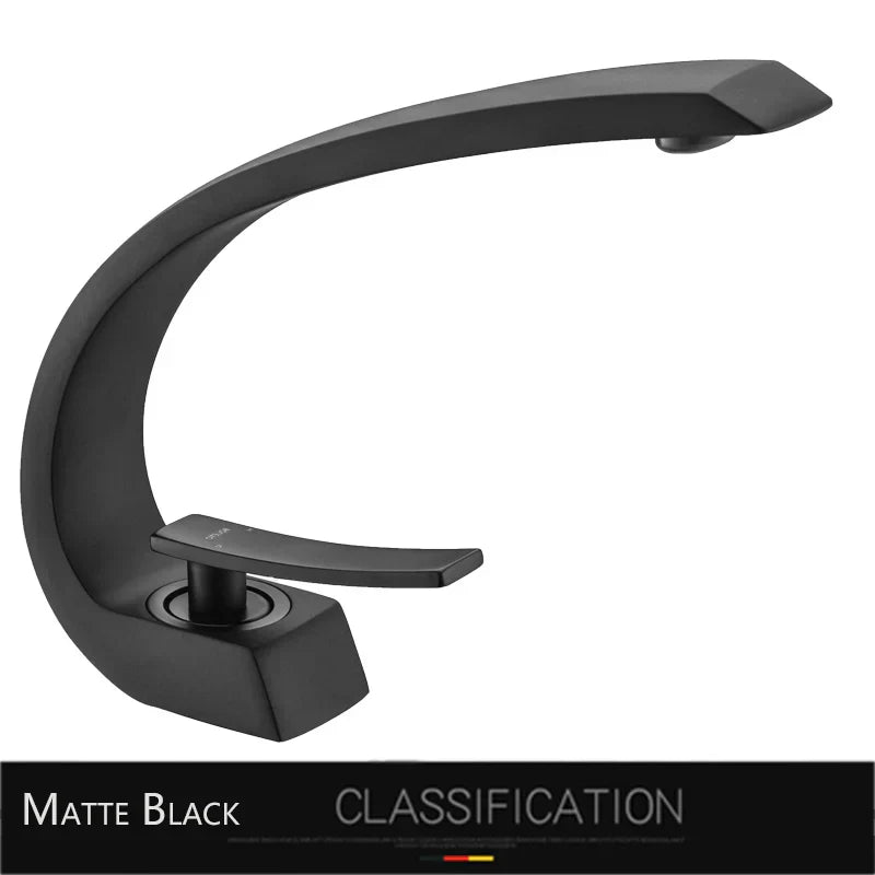 DecorBites™ Gold Basin Faucet: Deck Mount Black Chrome Mixer for Bathroom Washbasin