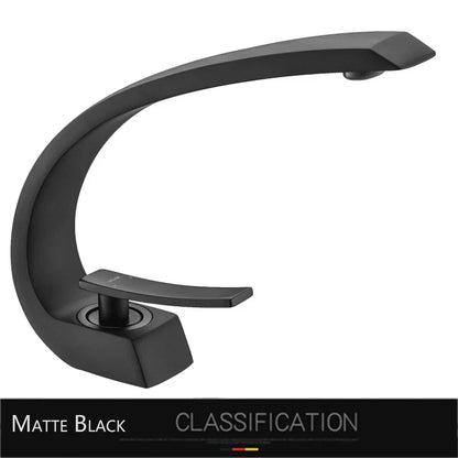 DecorBites™ Gold Basin Faucet: Deck Mount Black Chrome Mixer for Bathroom Washbasin