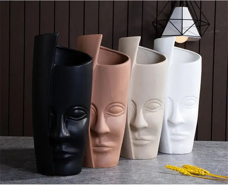 Handmade Ceramic Face Vase for Home Decor