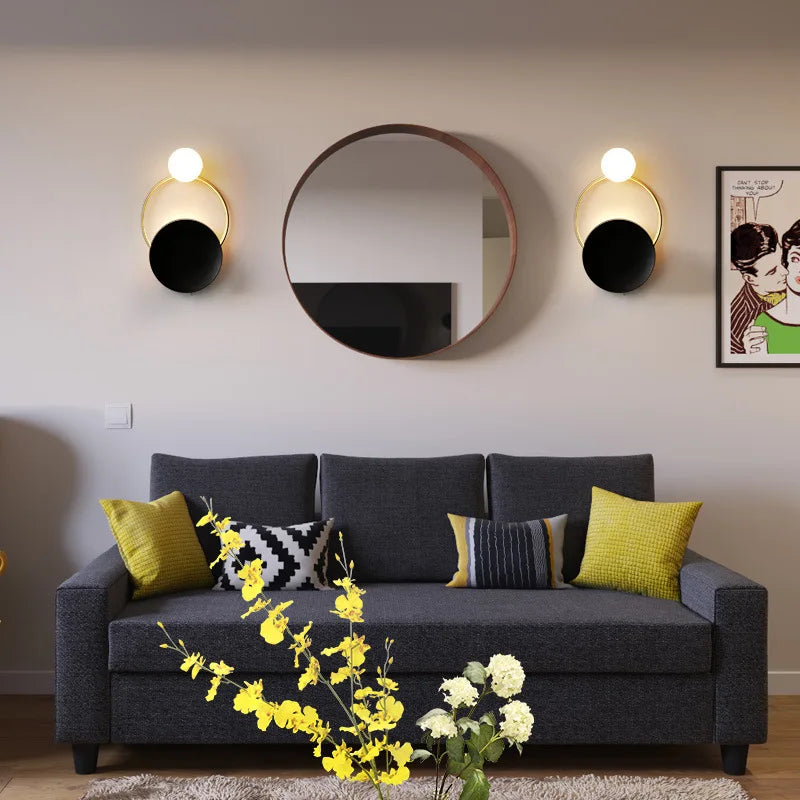 Decorbites™ Lámpara de pared de anillo dorado para decoración de dormitorio, sala de estar y pasillo