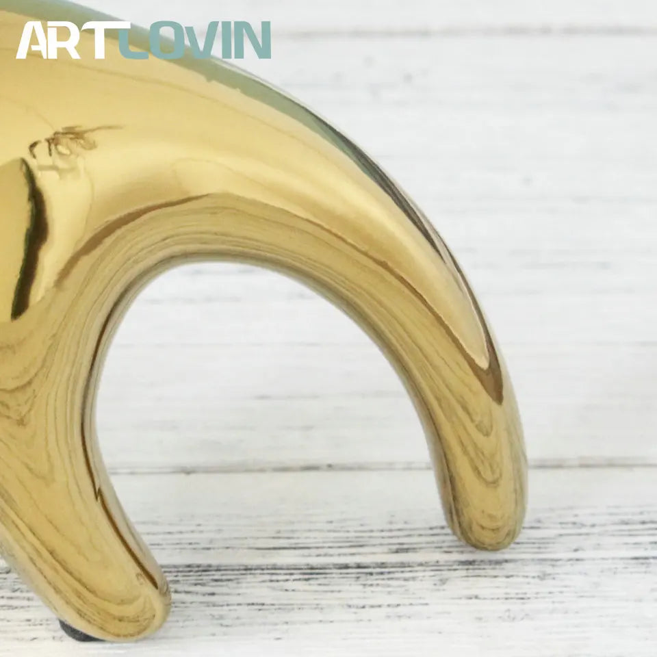 DecorBites™ Gold Camel Ceramic Figurines, Bird Ornaments, Home Decor Accessories