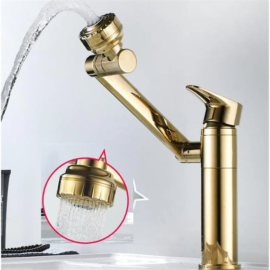DecorBites™ Gold Multifunction Bathroom Sink Faucet Hot Cold Water Mixer Deck Mounted