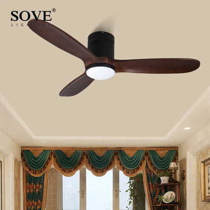 Ventilador de techo de madera marrón de Decorbites™ 48", con luz, control remoto, estilo vintage retro