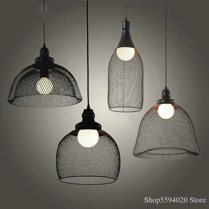 DecorBites™ Industrial Birdcage Chandelier: Retro Iron Net Hanging Lamp for Creative Home Lighting