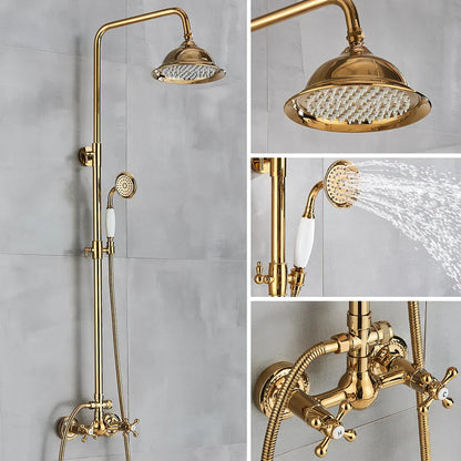DecorBites™ Gold Brass Shower Faucet Set with Tub Spout and Dual Handles