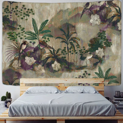 Tropical Plant Printed Tapestry Wall Hanging for Home Décor by Decobites