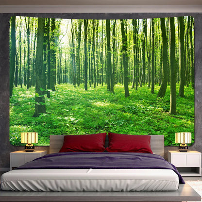 Decobites Psychedelic Forest Plants Leaves Tapestry Wall Hanging Yoga Mat Hippie Room Decor