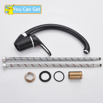 صنبور مطبخ نحاسي بيج من DecorBites™، صنبور دوار 360 درجة، صنبور خلاط بمقبض واحد