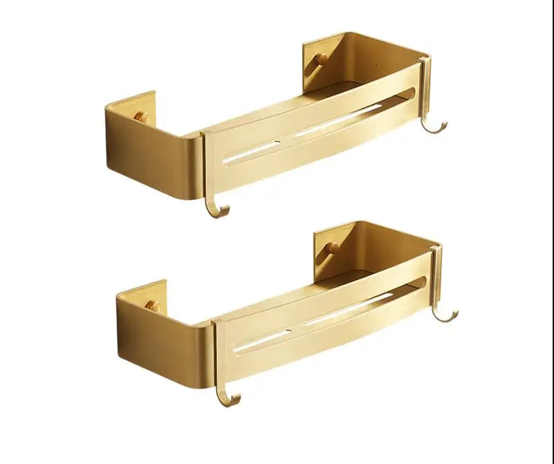 رف دش من الألومنيوم من DecorBites™ باللون الذهبي المصقول، مثبت على الحائط، رف زاوية للحمام