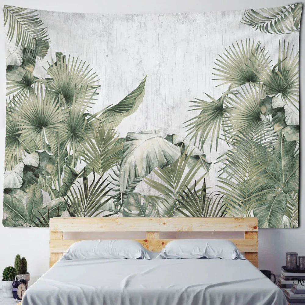 Tapiz DecorBites™ Banana Tree Mist para colgar en la pared, estilo boho hippie, de poliéster.