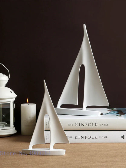 DecorBites™ Abstract Resin Sailboat Ferry Triangle Ornament - Golden Home Decor Craft