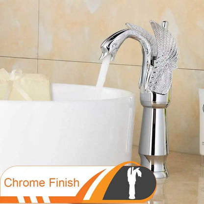 DecorBites™ Golden Swan Bathroom Mixer Faucet - Deck Mount Basin Tap with One Handle