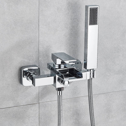 Grifo de ducha y bañera DecorBites™ de montaje en pared, color negro, con caño tipo cascada