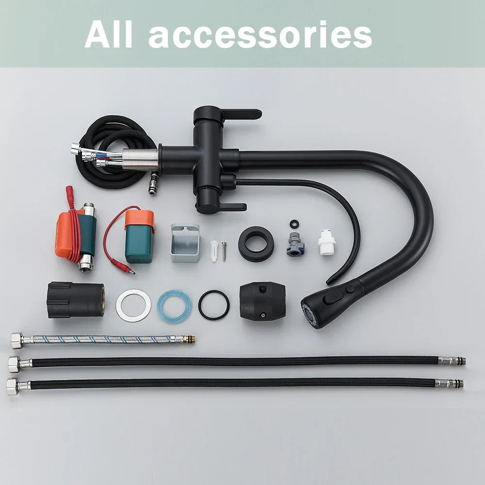 DecorBites™ Black Dual Modes Kitchen Faucet 2 in 1 Pure Water Mixer Tap