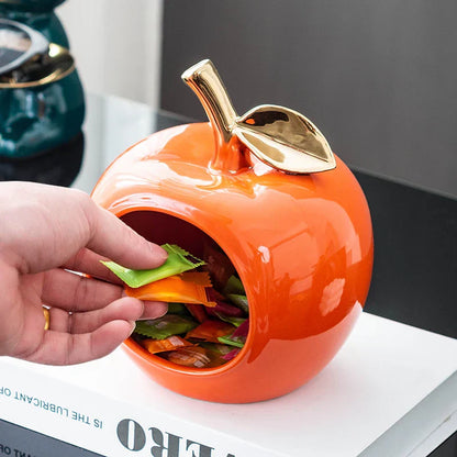 DecorBites™ Gold-plated Ceramic Apple Storage Box for Home Decor and Organization