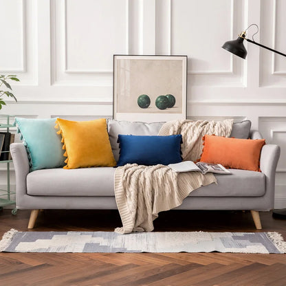 DecorBites™ Fringed Tassel Velvet Pillowcase 50x50cm/30x50cm in Popular Light Colors