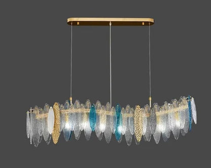 DecorBites™ LED Glass Metal Leaf Chandelier: Luxury Postmodern Lighting for Home Decor, Bedroom, Living Room