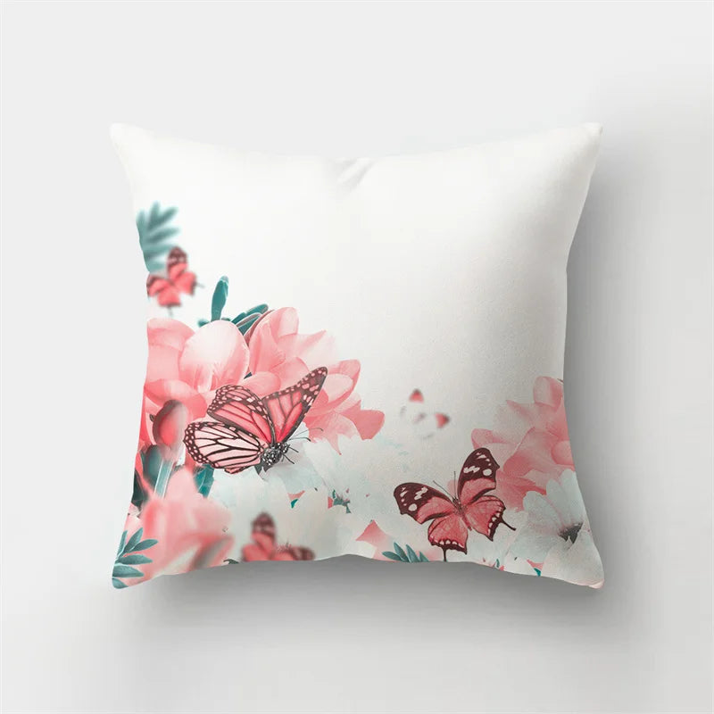 DecorBites™ Butterfly Flower Pillow Case: Colorful Animal Landscape Sofa Cushion Cover