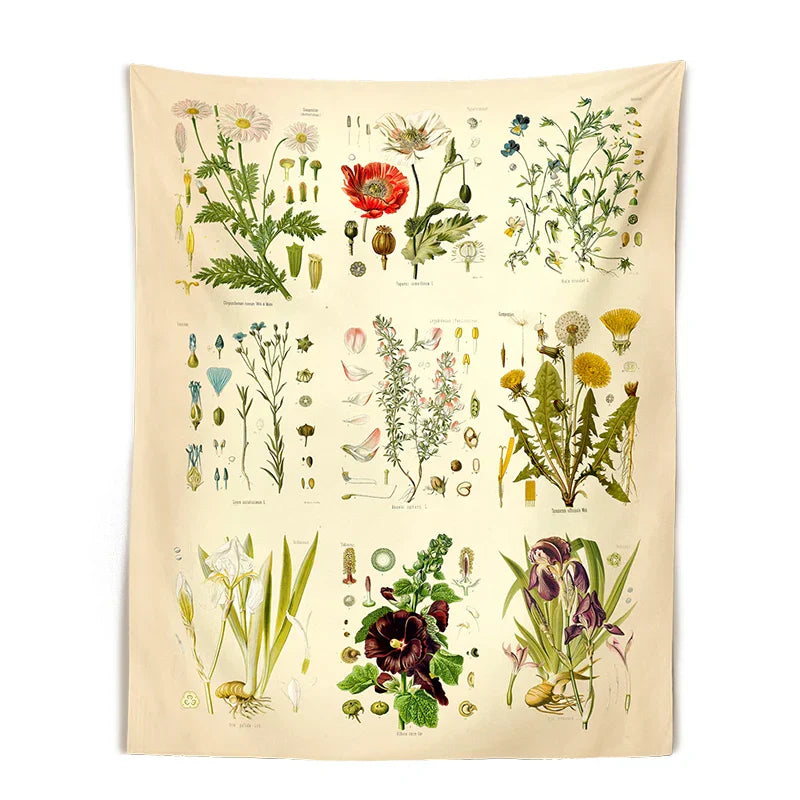 Decobites Wildflower Garden Tapestry Wall Hanging: Vintage Floral Art Tapestries for Colorful Home Decor