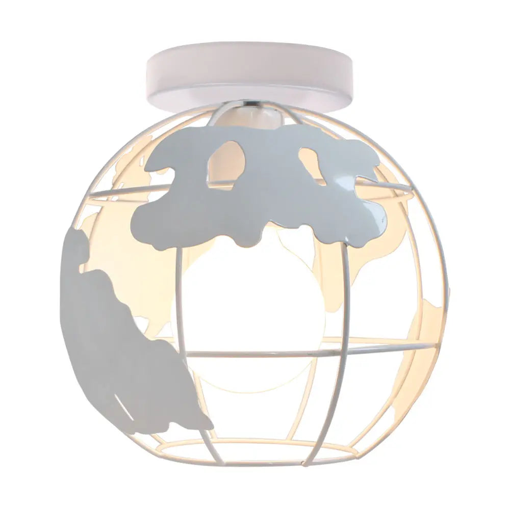 DecorBites™ World Map Metal Wire Globe Ceiling Light Shade - Modern Loft Cage Shade