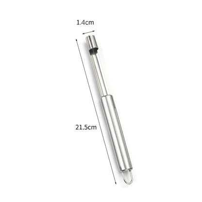 Cuchillo rebanador y quitacorazones de frutas DecorBites™, acero inoxidable, para manzanas, peras y dátiles.