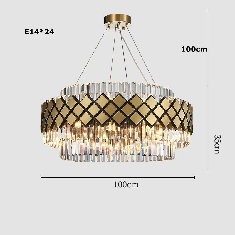 DecorBites™ Gold LED Crystal Clear Art Deco Chandelier for Foyer