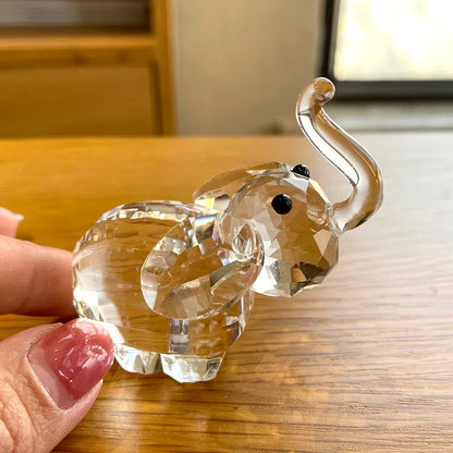 DecorBites™ Clear Glass Elephant Figurine Cute Animal Ornament Collectible Home Decor