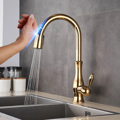 DecorBites™ Black Touch Sensor Kitchen Faucet: Pull Out, Sensitive Control, Mixer Tap